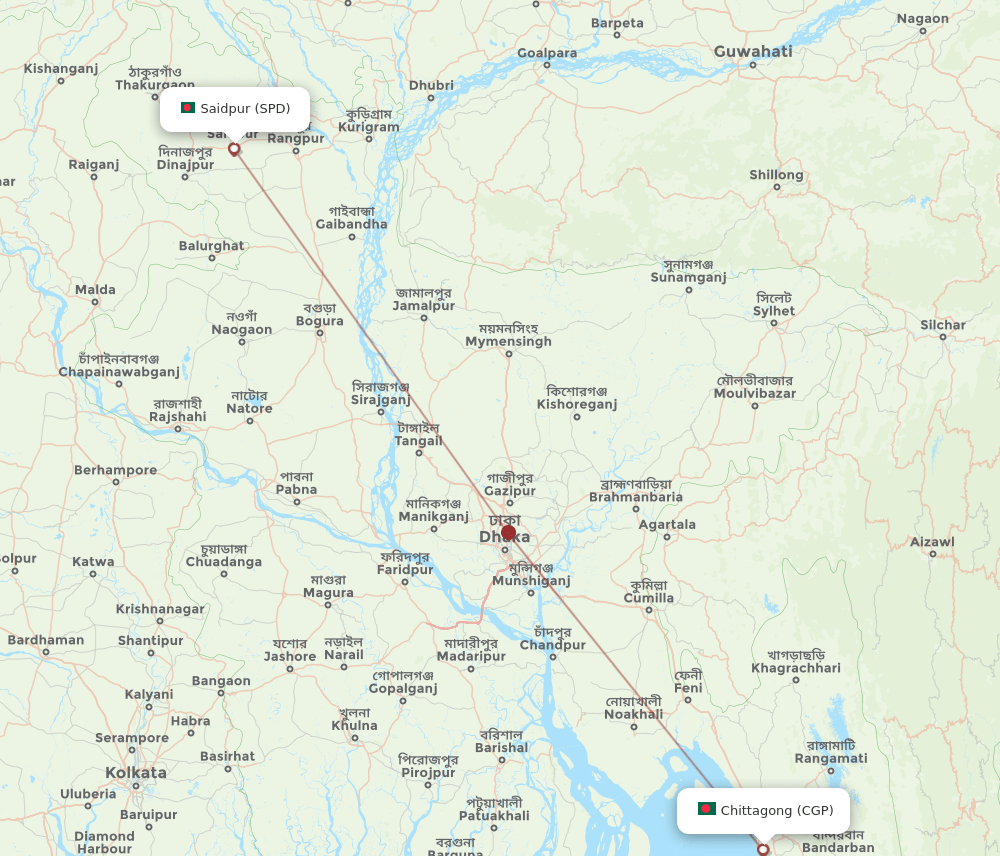 CGP to SPD flights and routes map