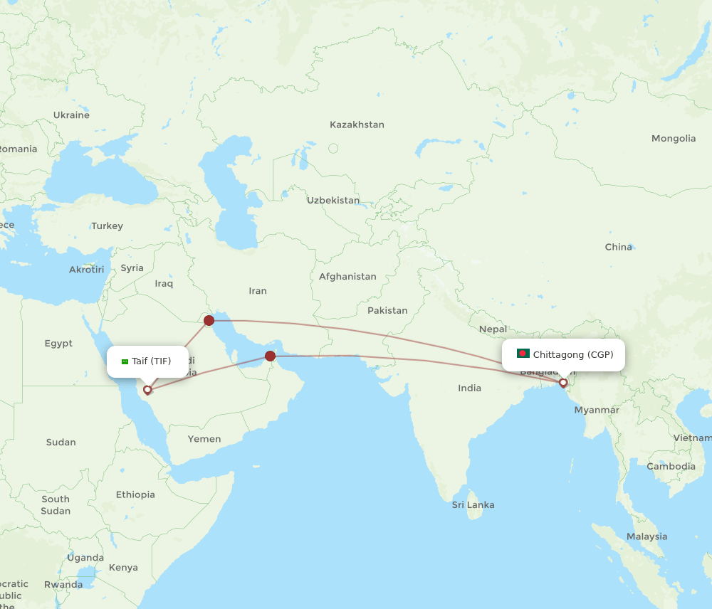 CGP-TIF flight routes