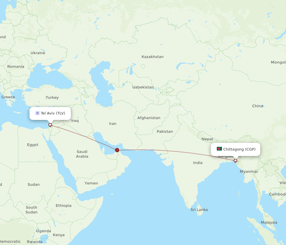 CGP to TLV flights and routes map