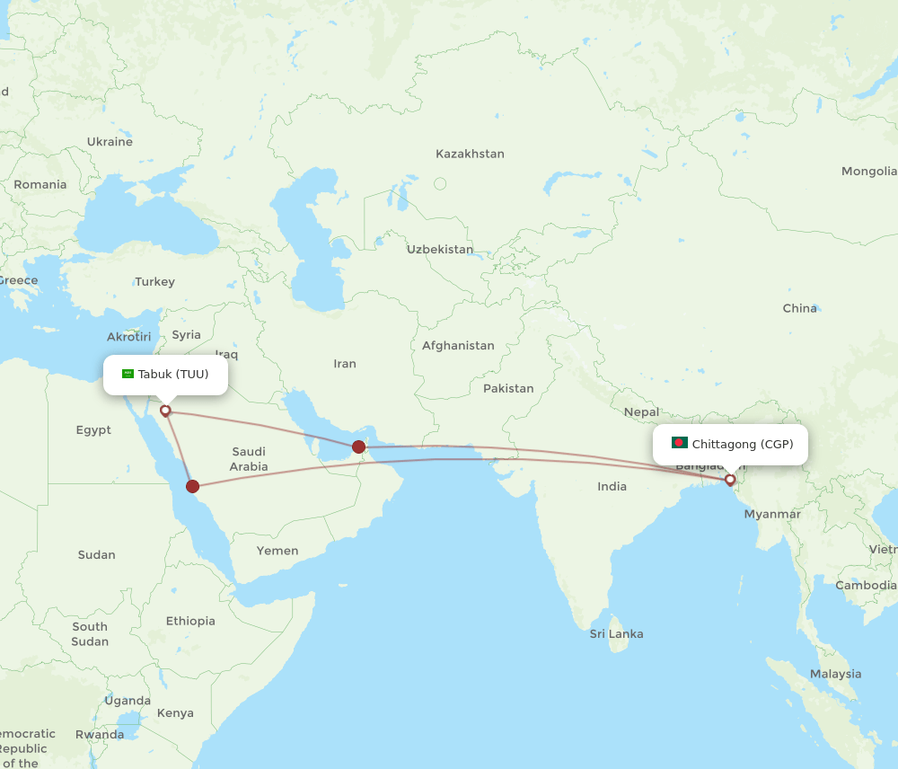 CGP-TUU flight routes