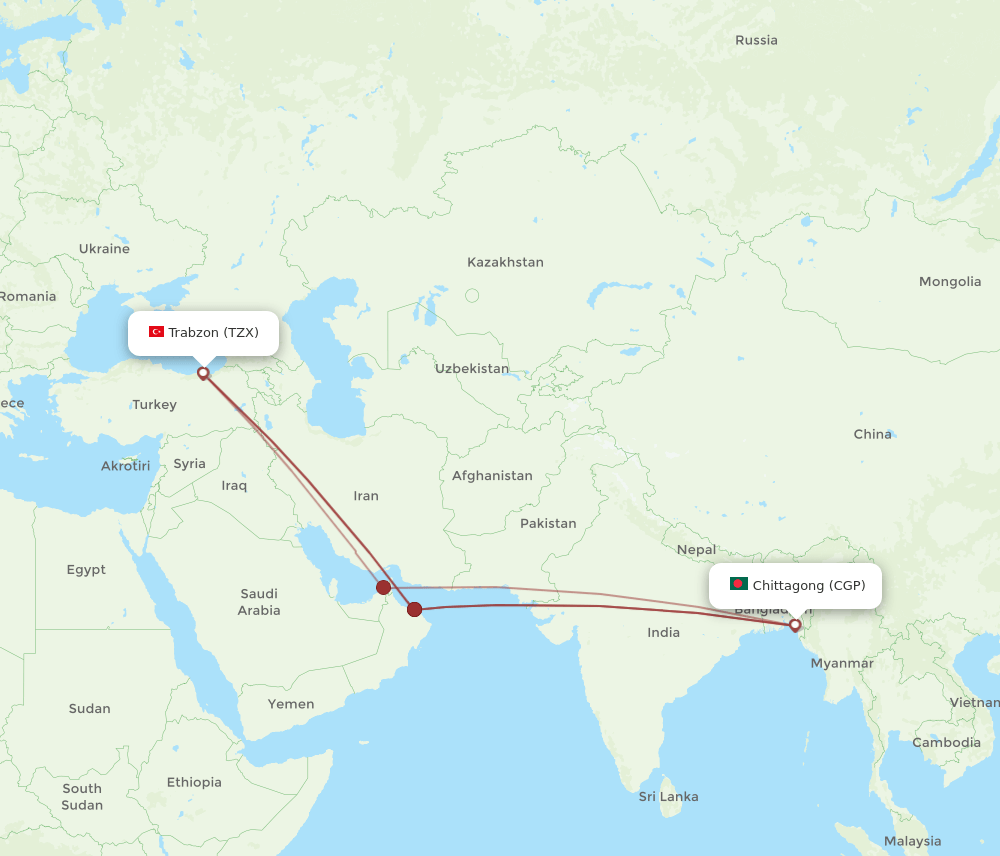 CGP-TZX flight routes