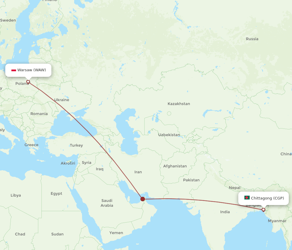 CGP to WAW flights and routes map