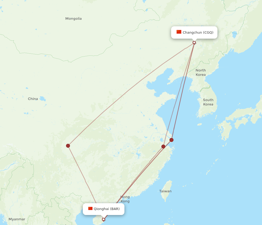CGQ to BAR flights and routes map