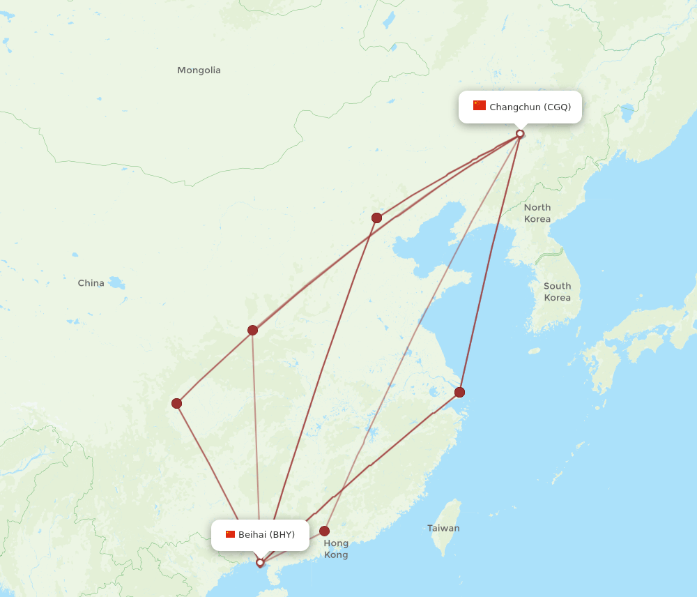 CGQ-BHY flight routes