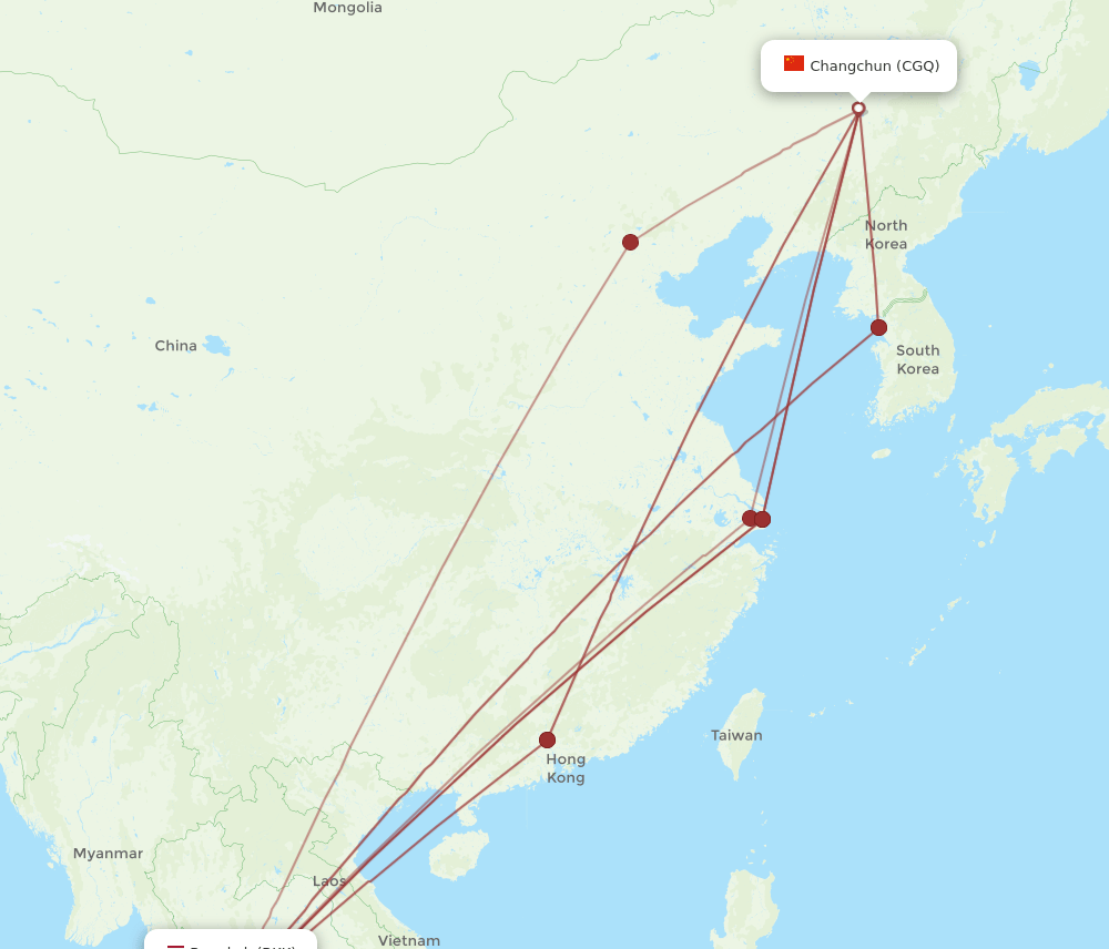 CGQ-BKK flight routes