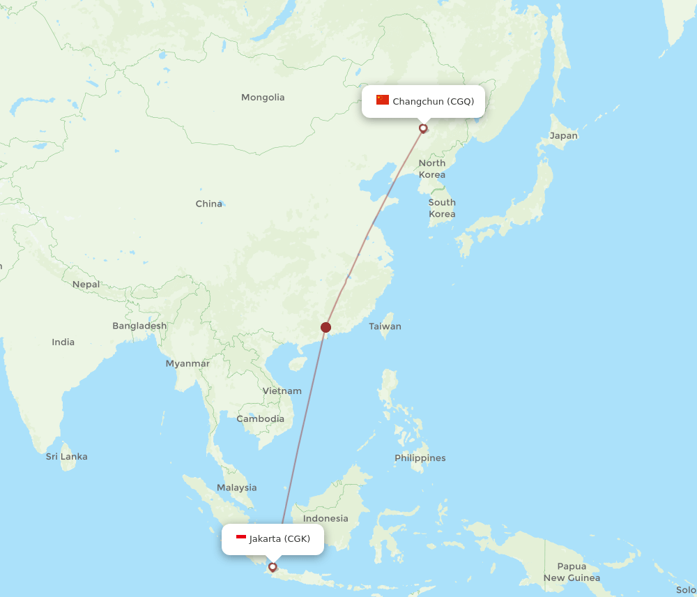 CGQ-CGK flight routes