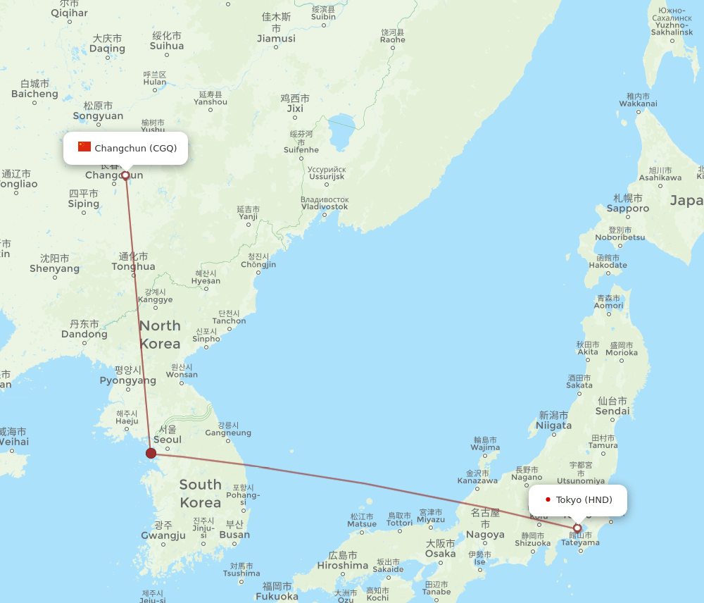 CGQ-HND flight routes