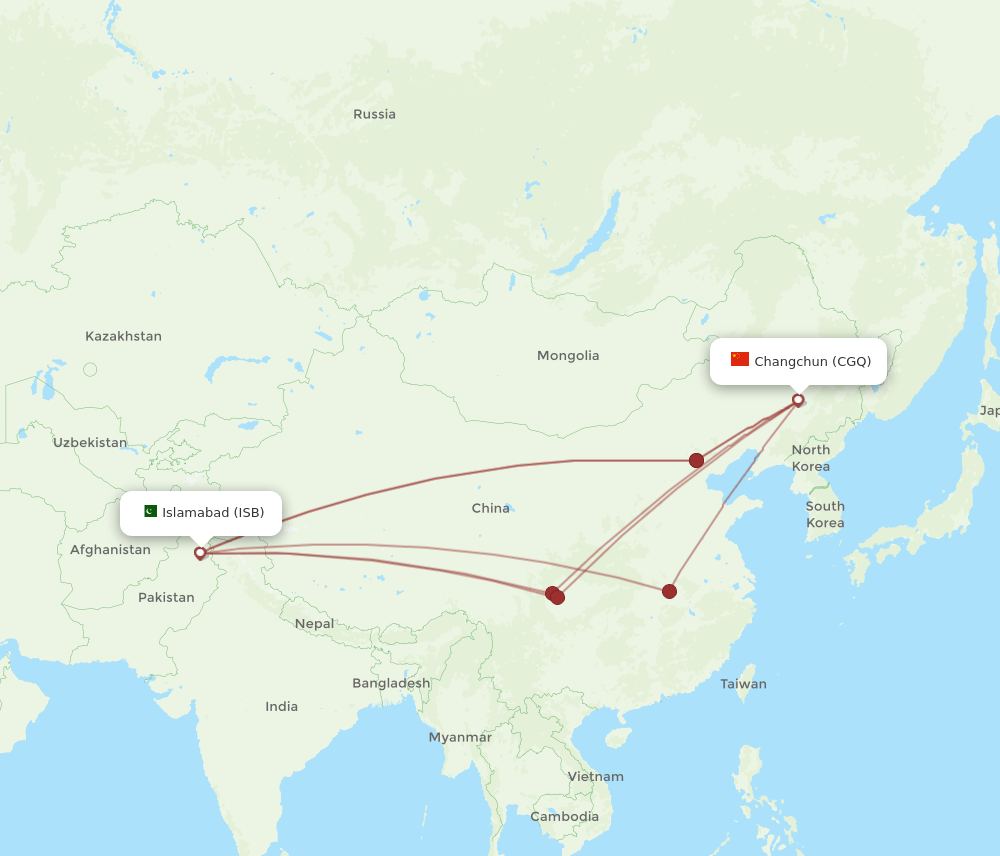 CGQ to ISB flights and routes map