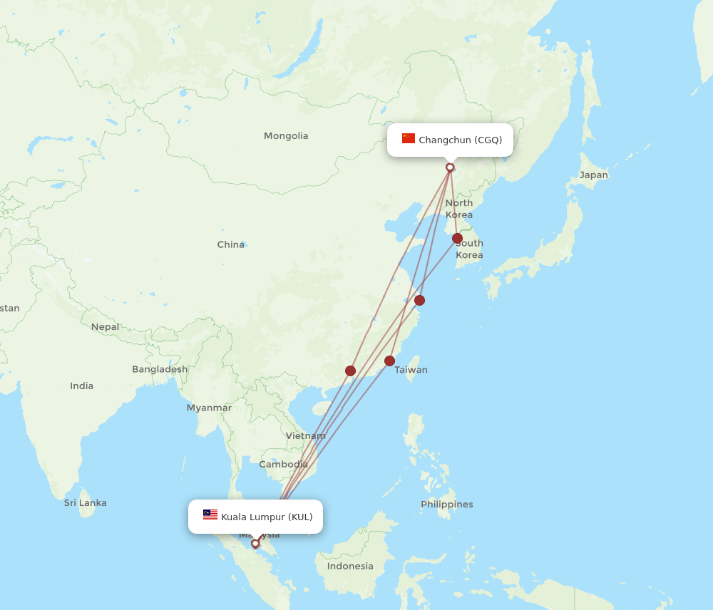 CGQ-KUL flight routes