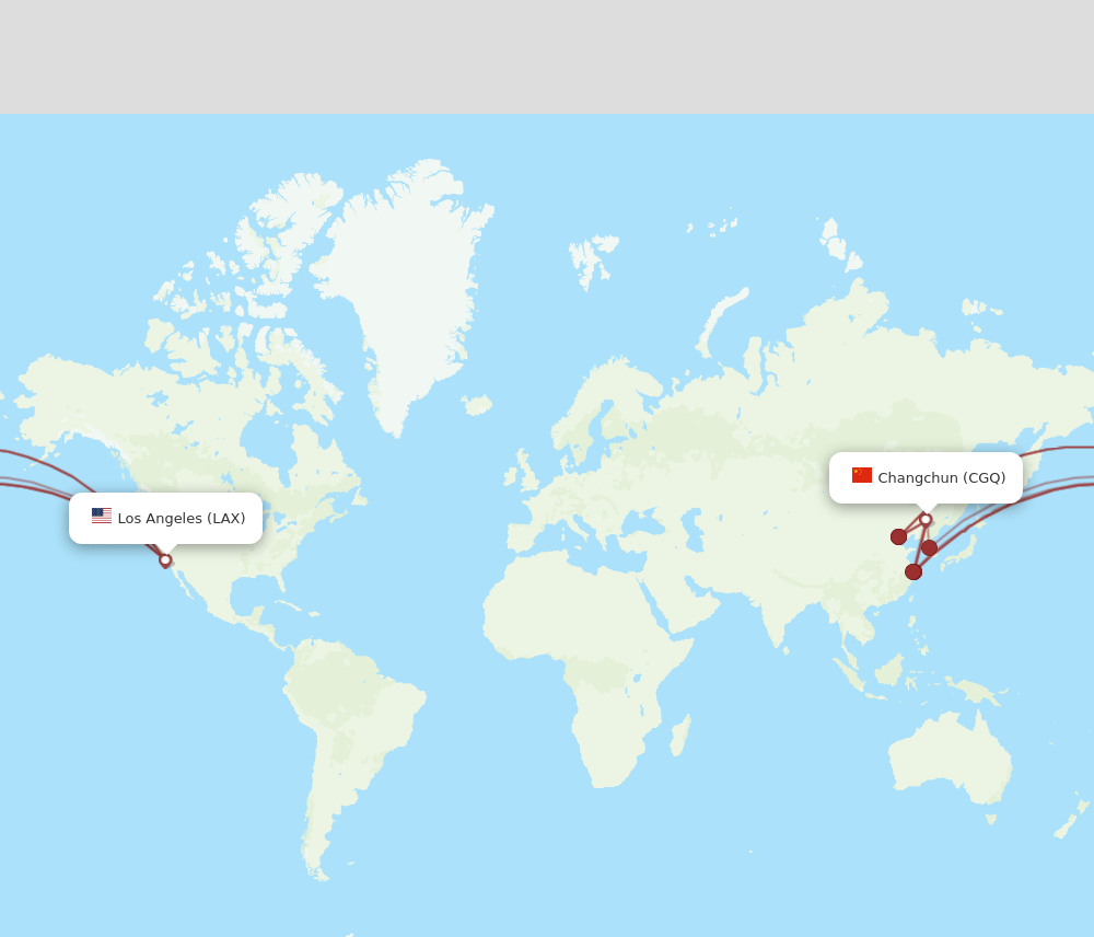 CGQ-LAX flight routes