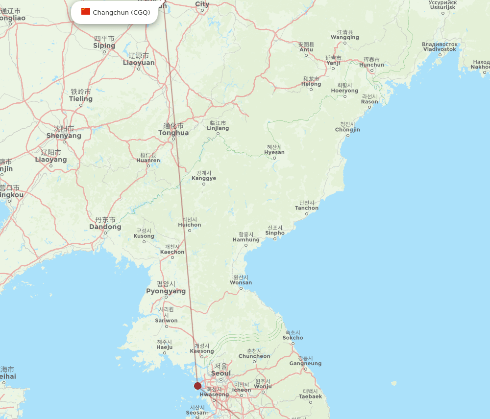 CGQ-USN flight routes
