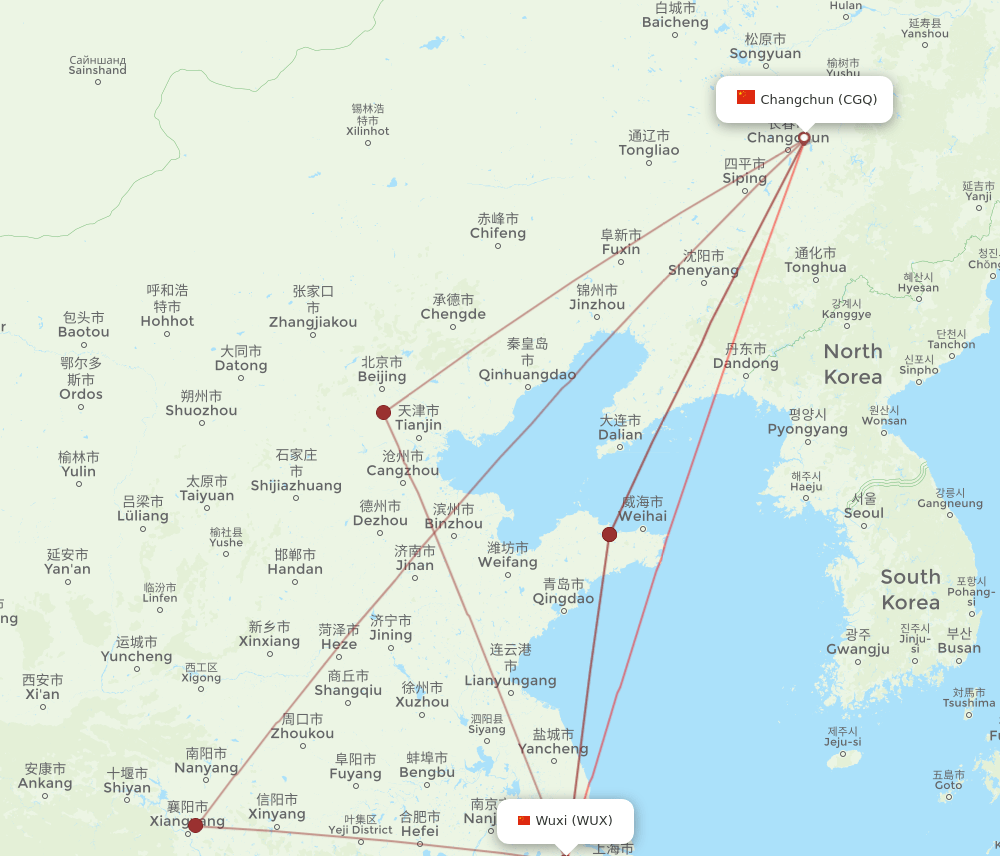 CGQ-WUX flight routes