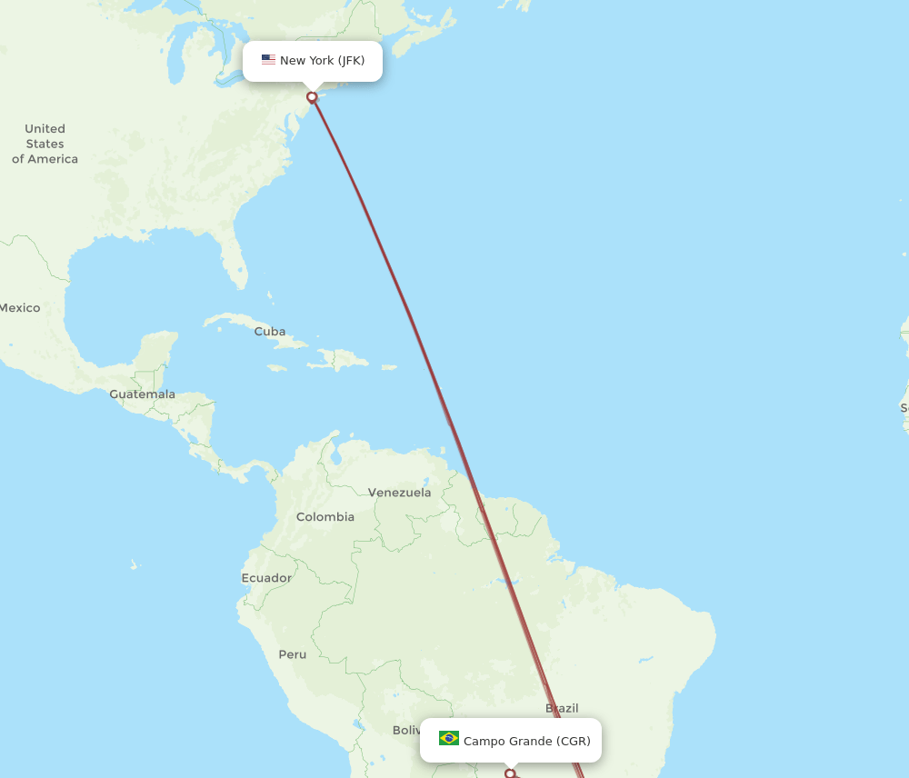 CGR-JFK flight routes