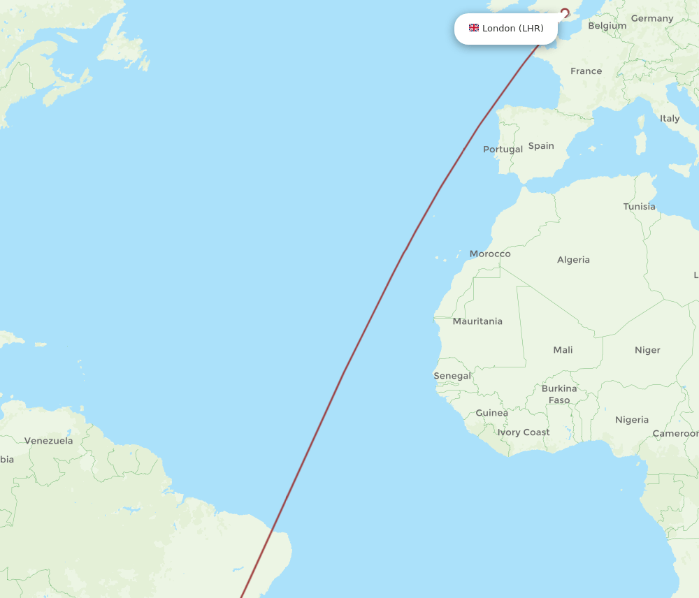 London - Campo Grande route map and flight paths