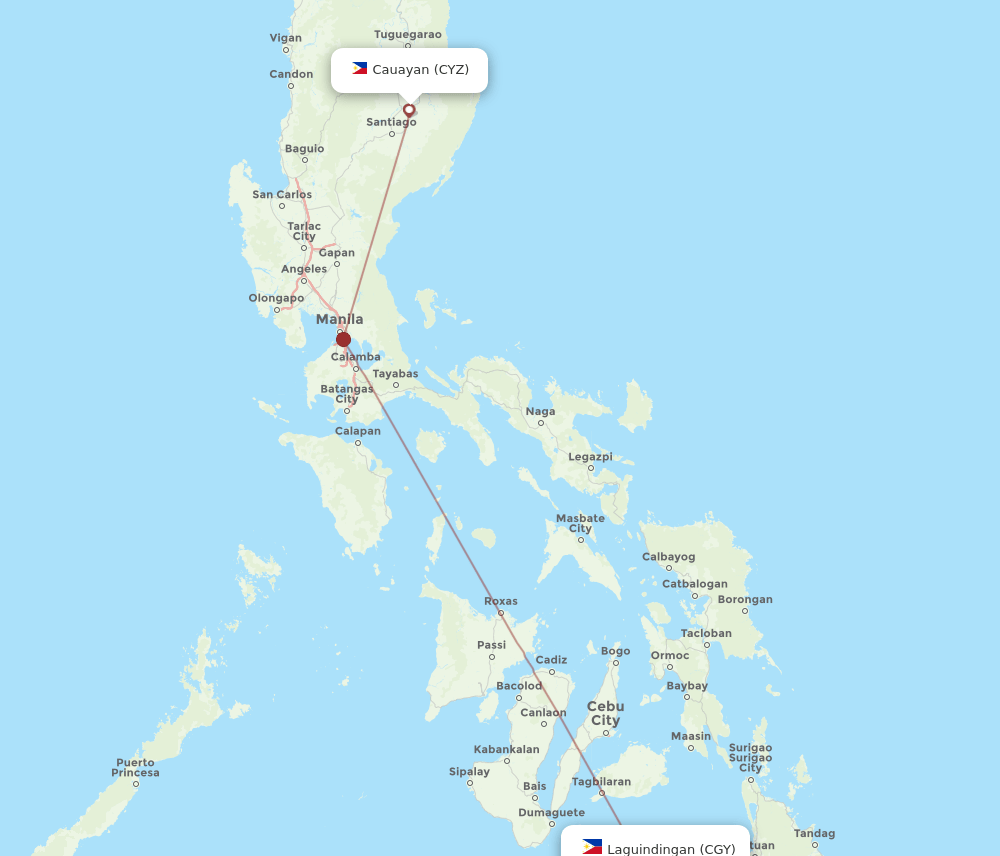 CGY-CYZ flight routes