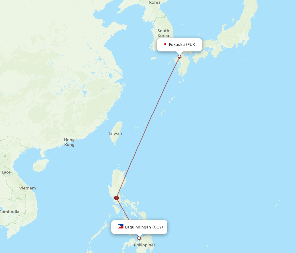 CGY to FUK flights and routes map