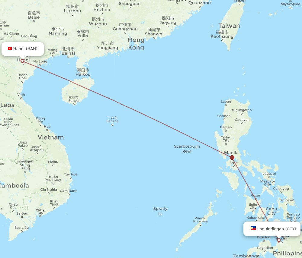 CGY-HAN flight routes