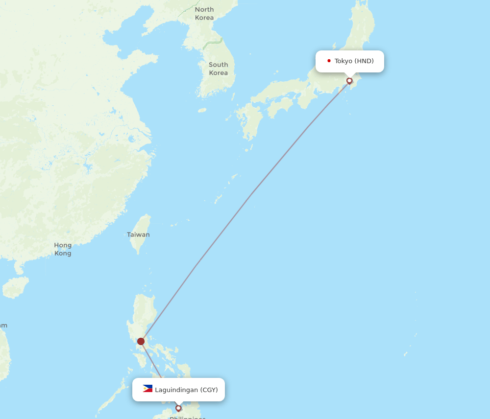 CGY to HND flights and routes map