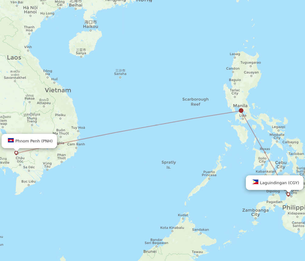 CGY-PNH flight routes