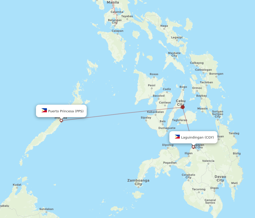 CGY to PPS flights and routes map