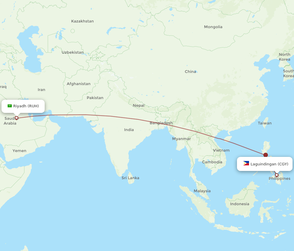 CGY-RUH flight routes