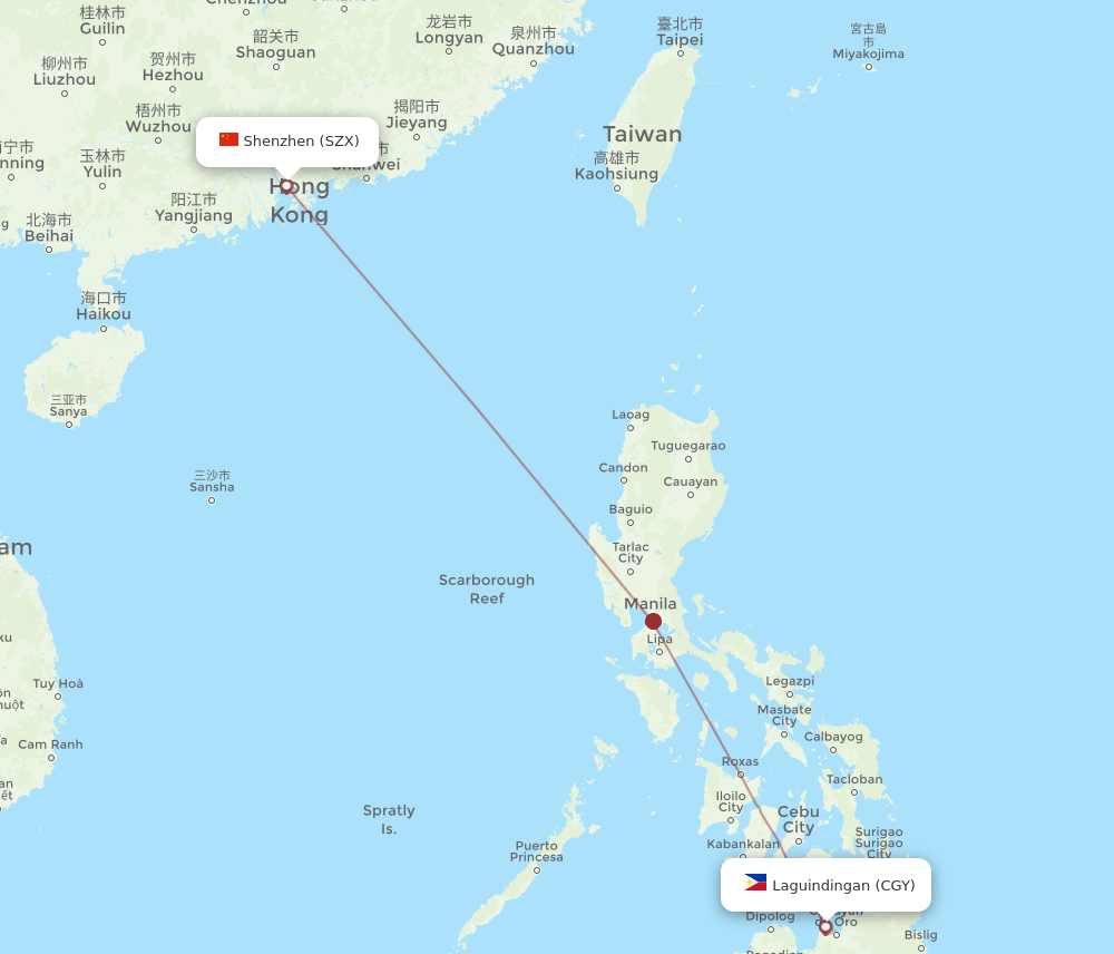 CGY-SZX flight routes
