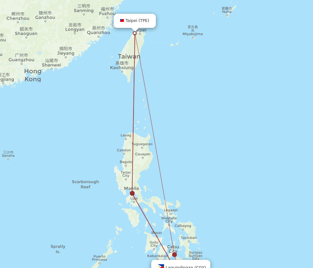CGY-TPE flight routes