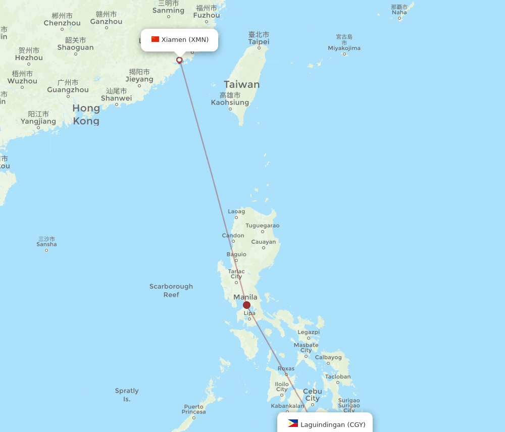 CGY-XMN flight routes