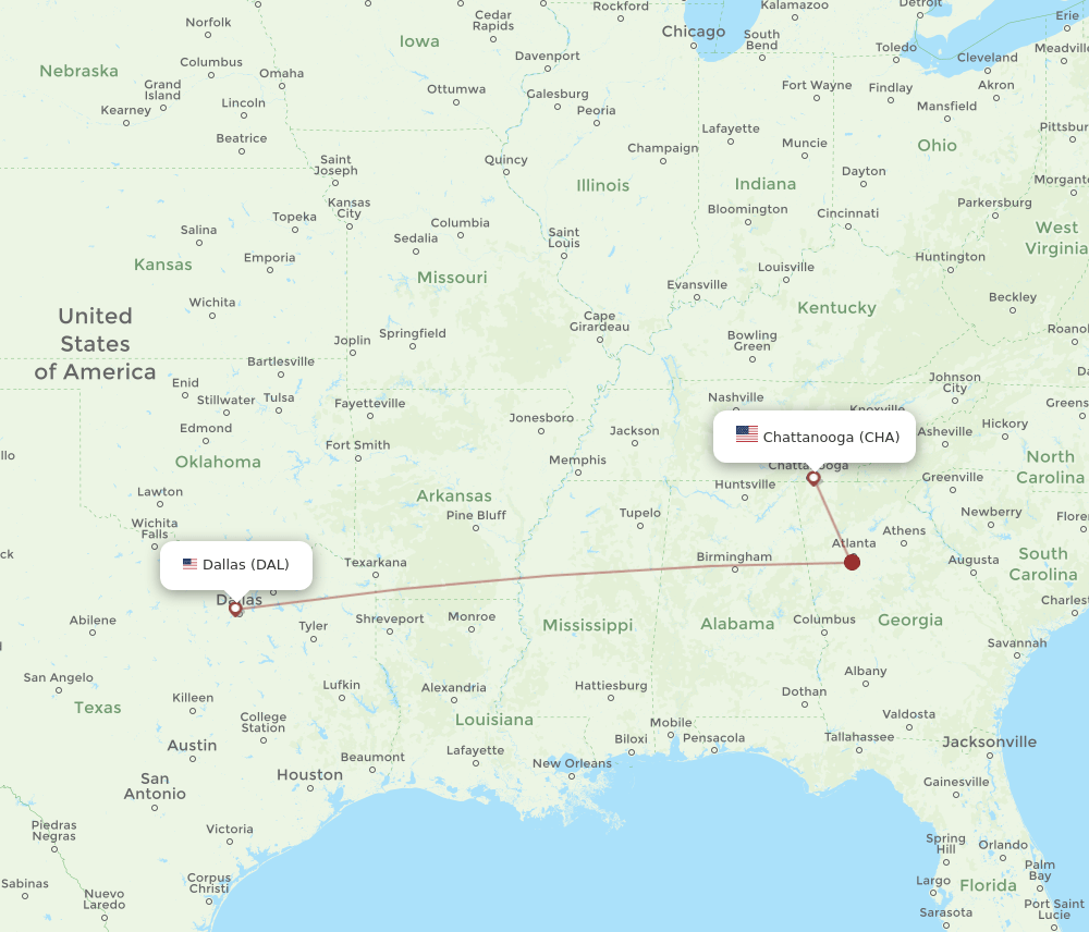 CHA-DAL flight routes
