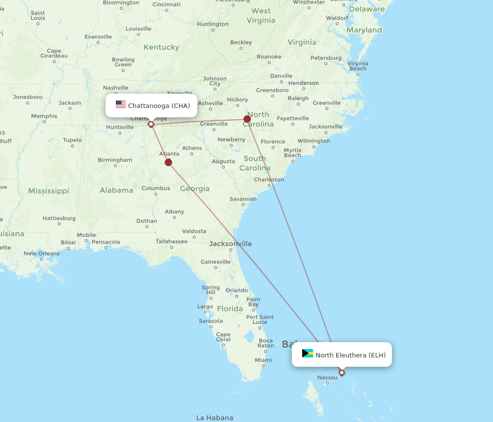 CHA-ELH flight routes