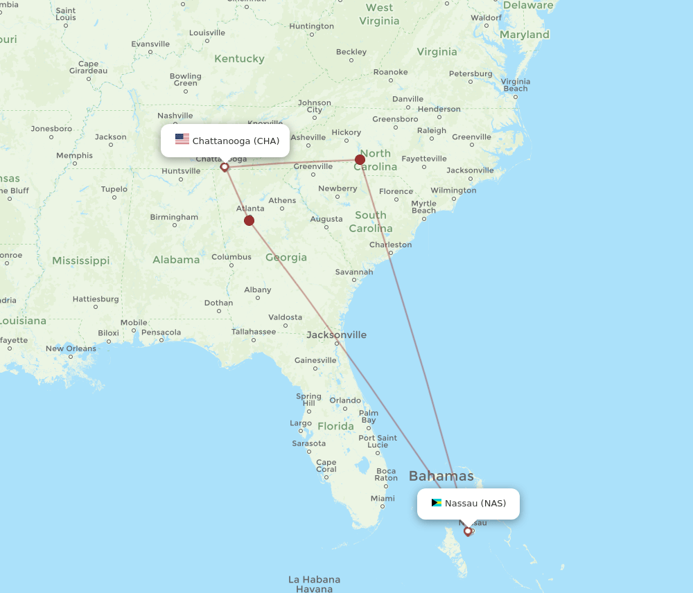CHA-NAS flight routes