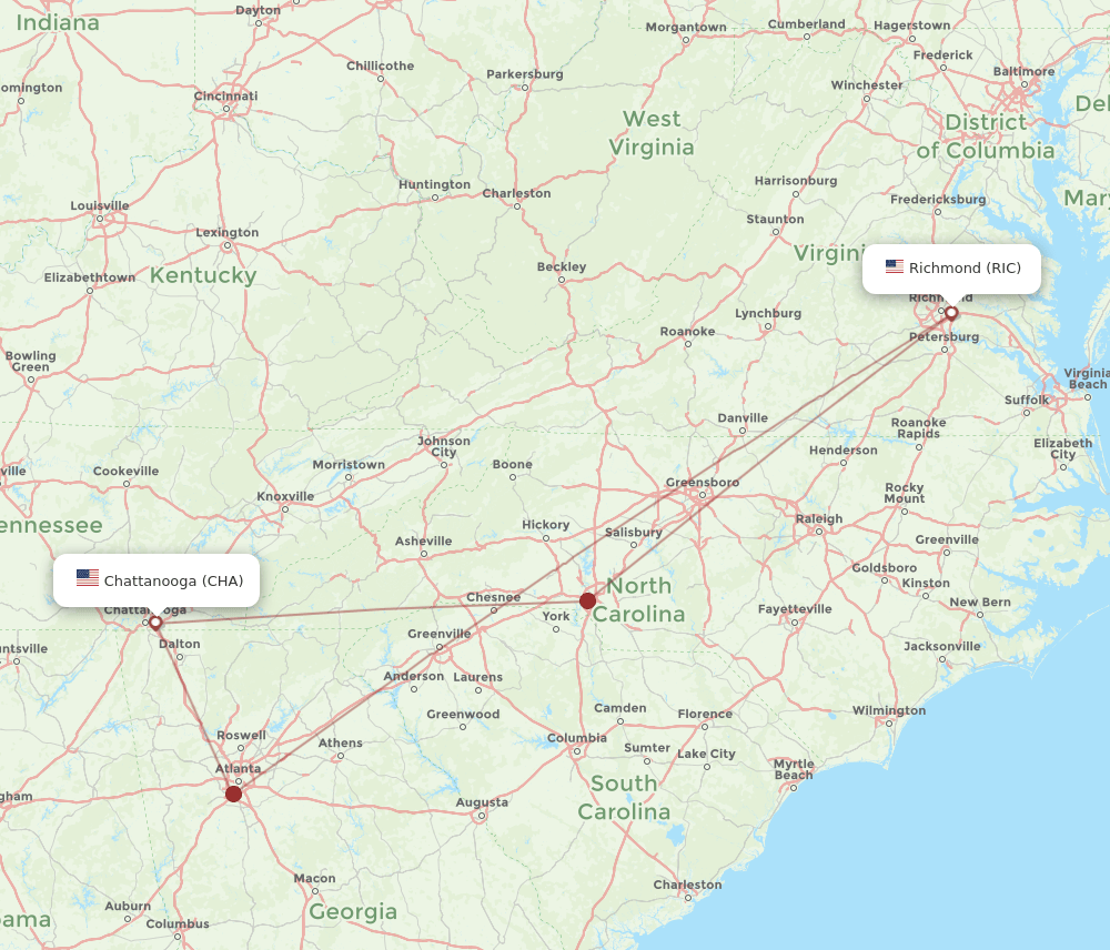 CHA-RIC flight routes