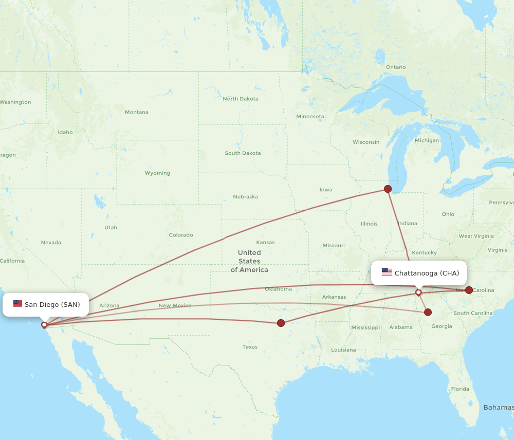 CHA-SAN flight routes