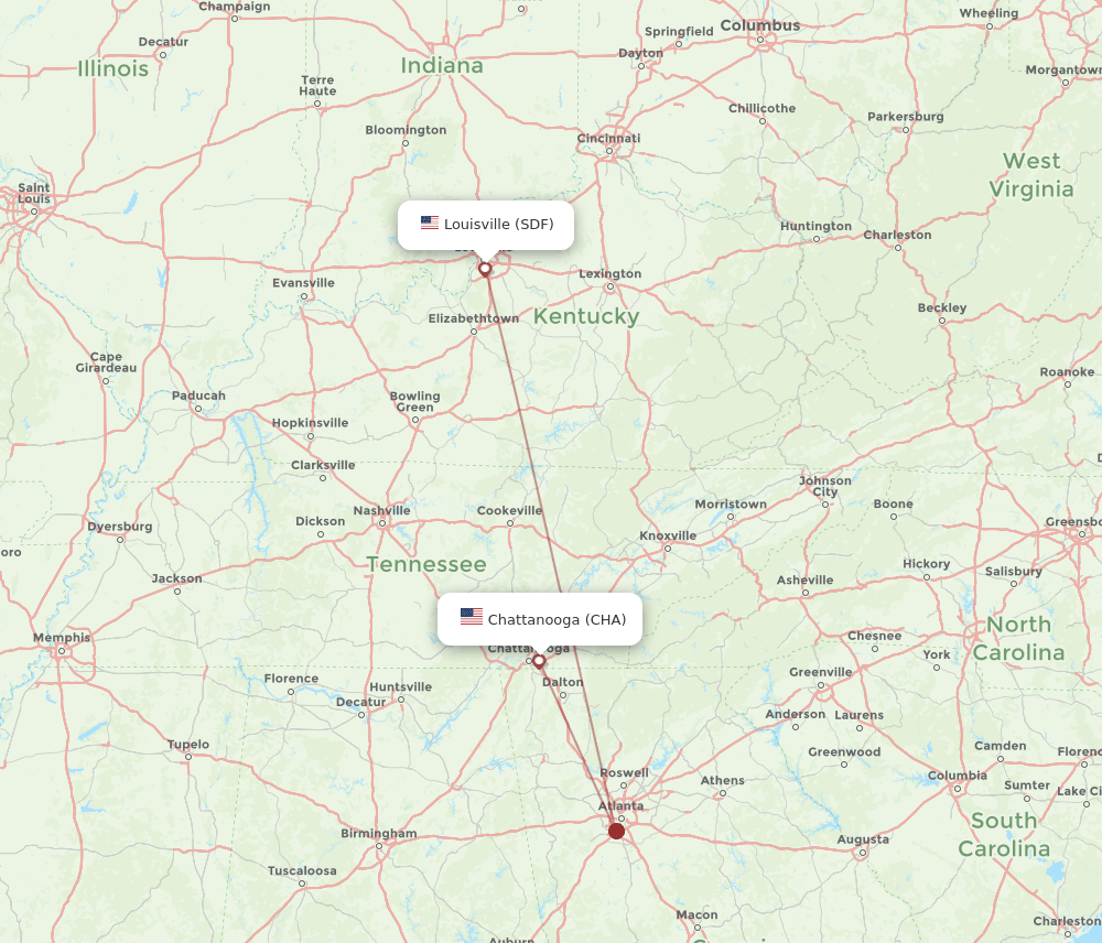 CHA-SDF flight routes