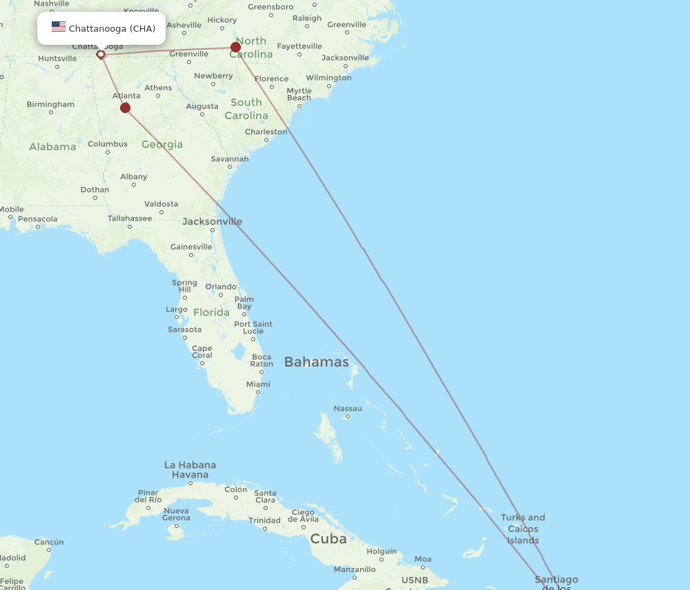 CHA-SDQ flight routes