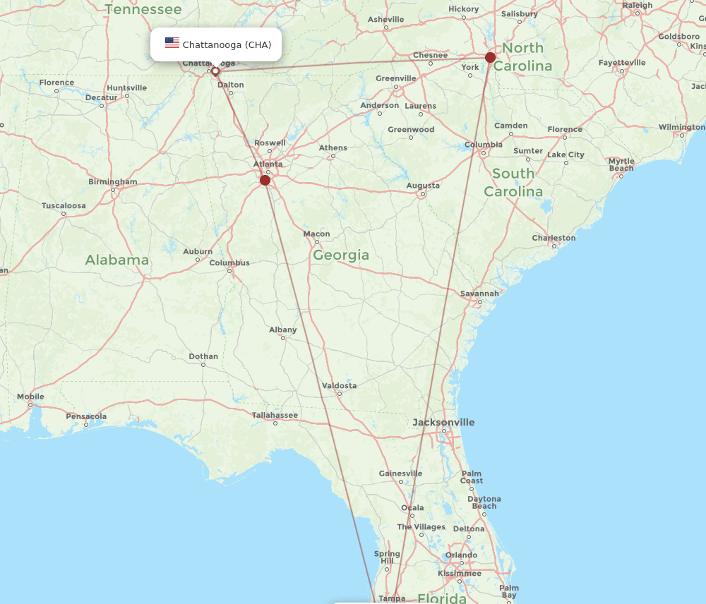 CHA-SRQ flight routes