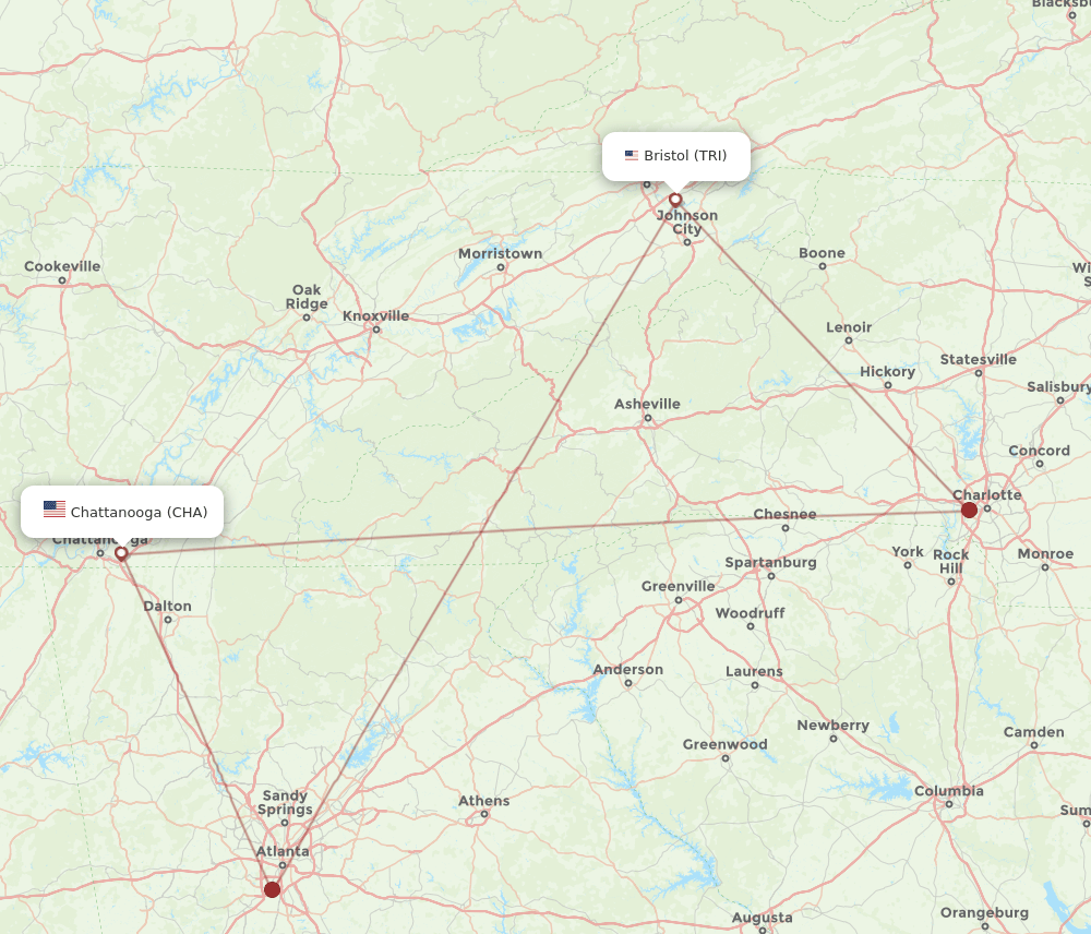 CHA-TRI flight routes