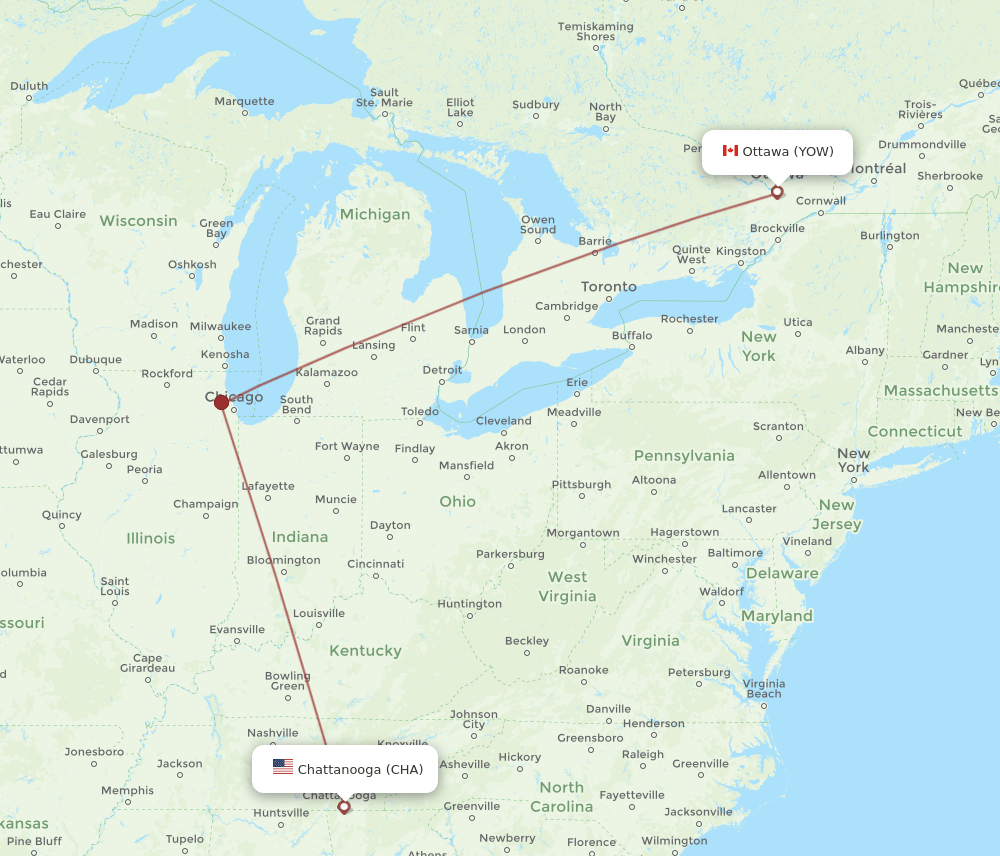 CHA-YOW flight routes