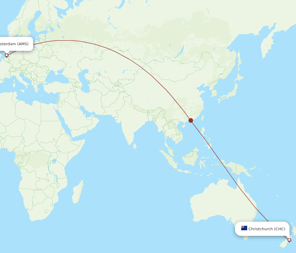 CHC-AMS flight routes