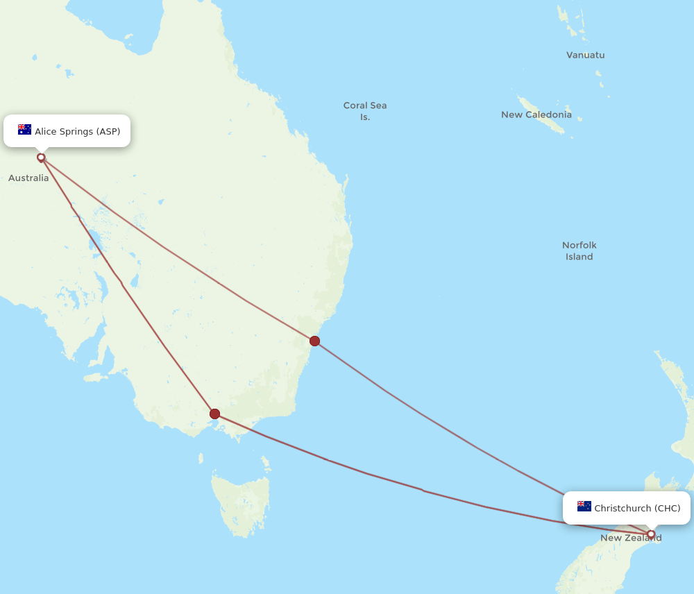 CHC-ASP flight routes