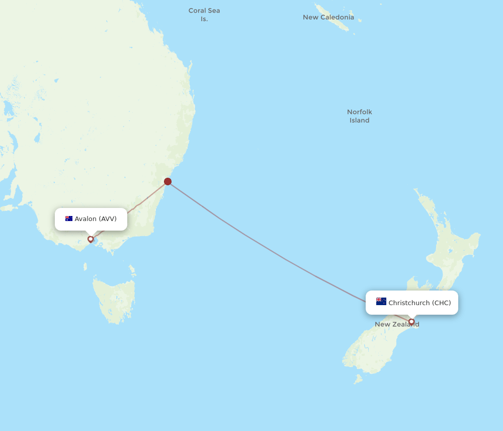 CHC-AVV flight routes