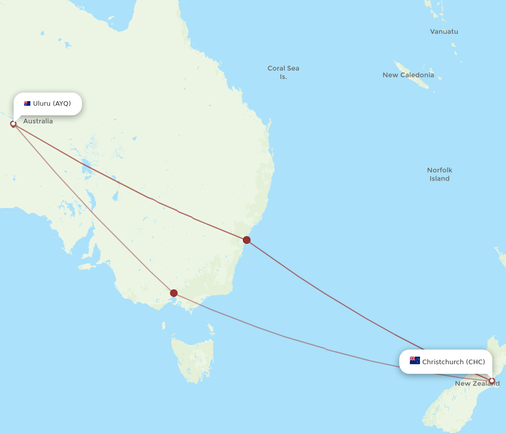CHC-AYQ flight routes