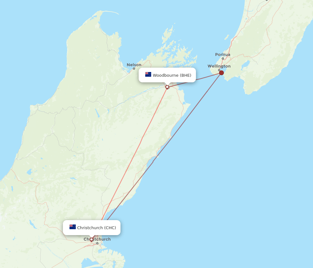 CHC to BHE flights and routes map