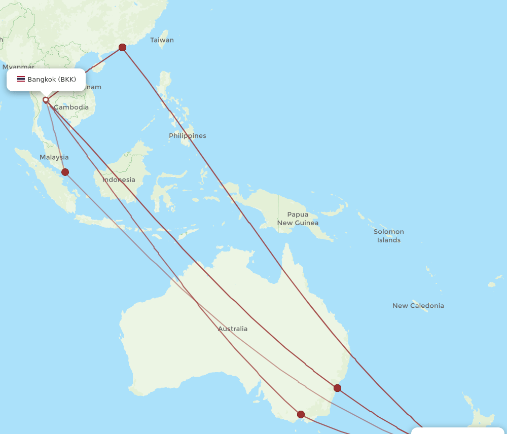CHC-BKK flight routes