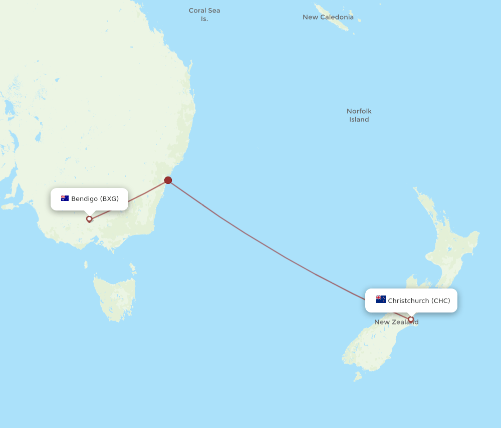 CHC-BXG flight routes