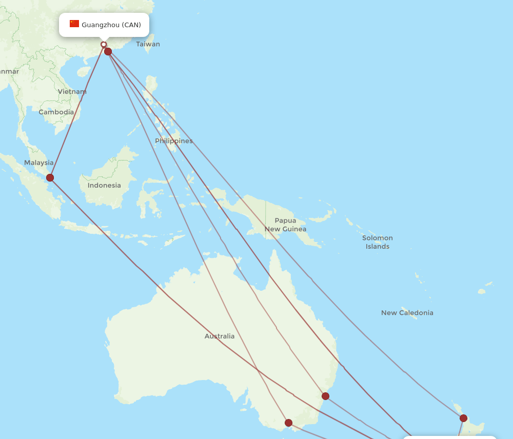 CHC-CAN flight routes