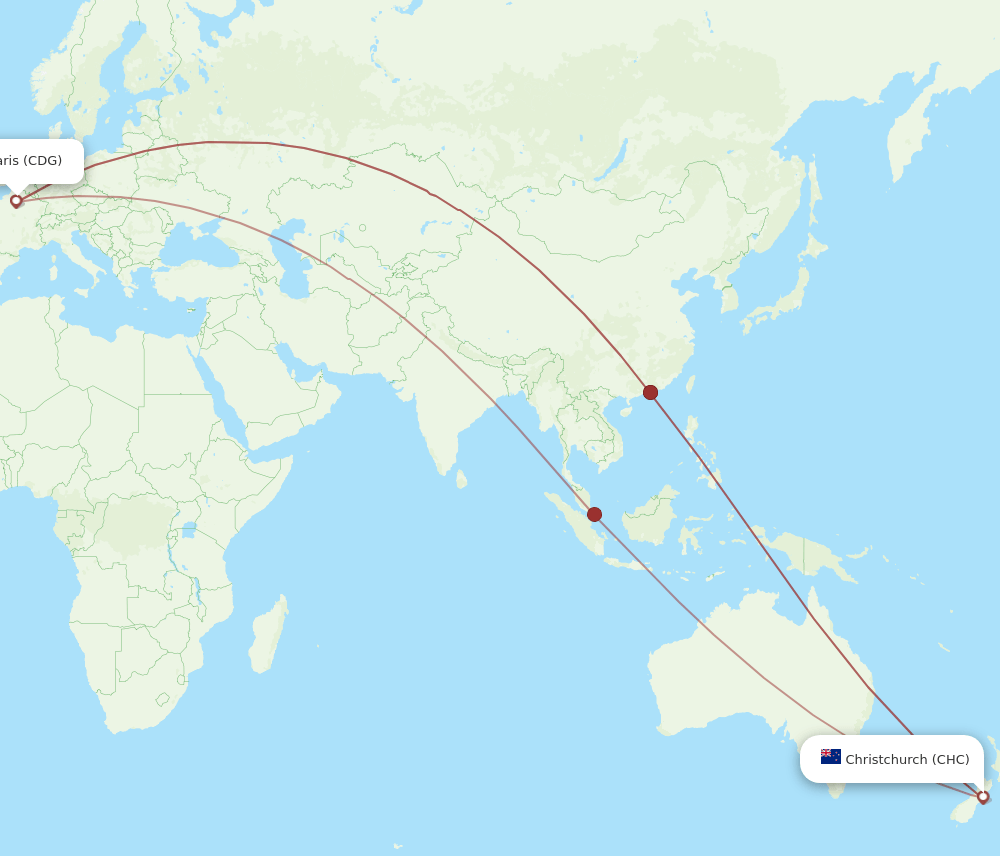 CHC-CDG flight routes