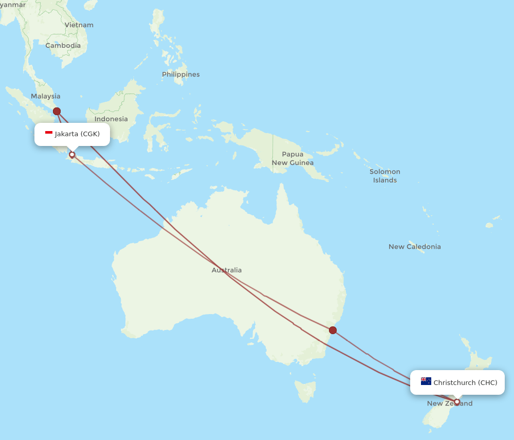 CHC-CGK flight routes