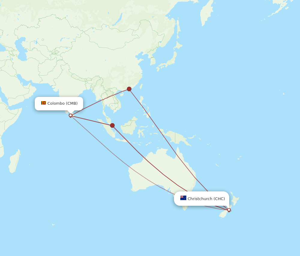 CHC-CMB flight routes