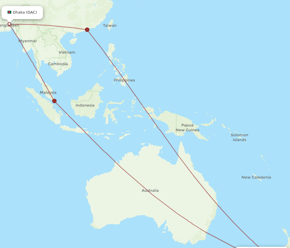 CHC to DAC flights and routes map